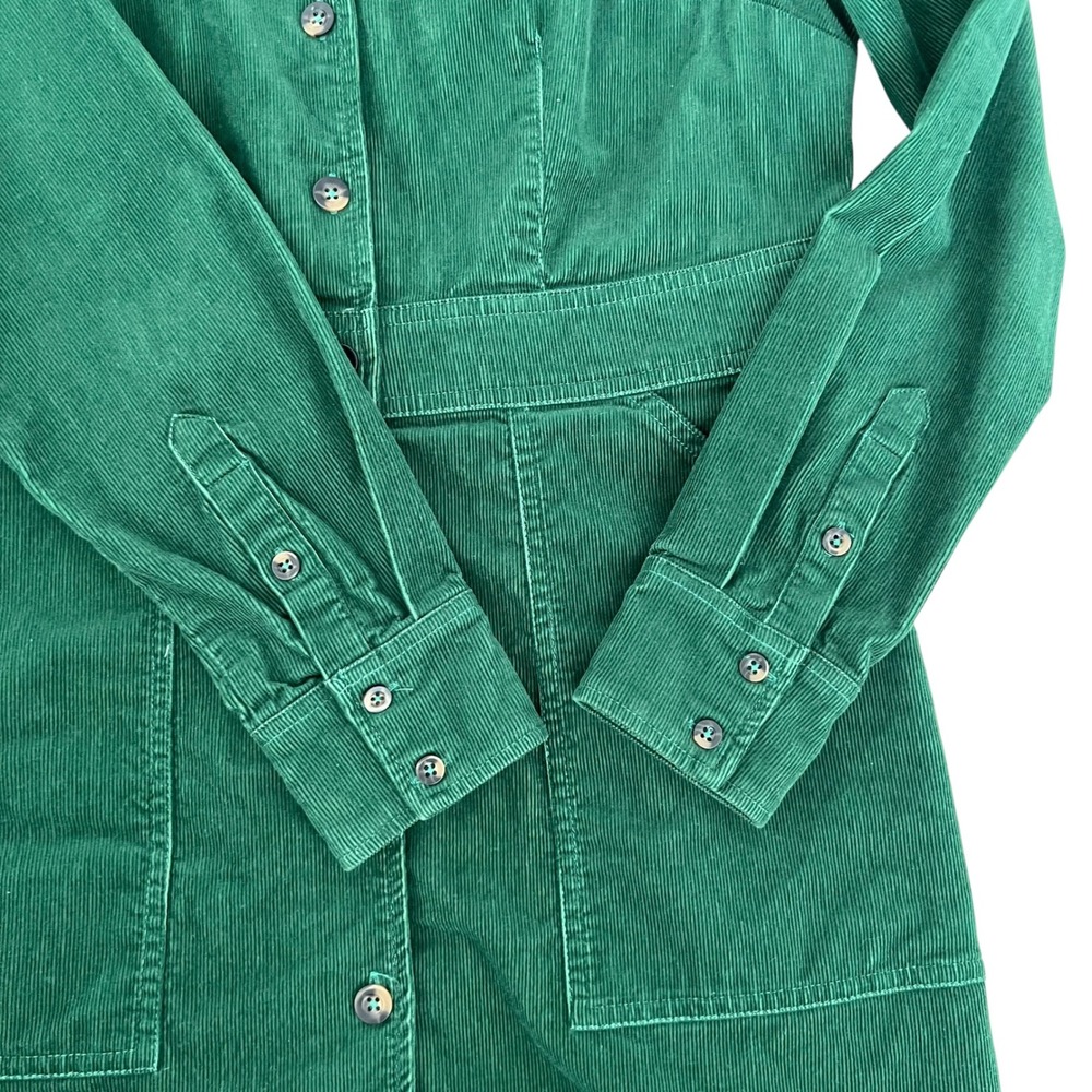 Boden Flora Dark Green Cord Button Long Sleeve Shirt Dress SZ 10R Fall Corduroy - Picture 7 of 13